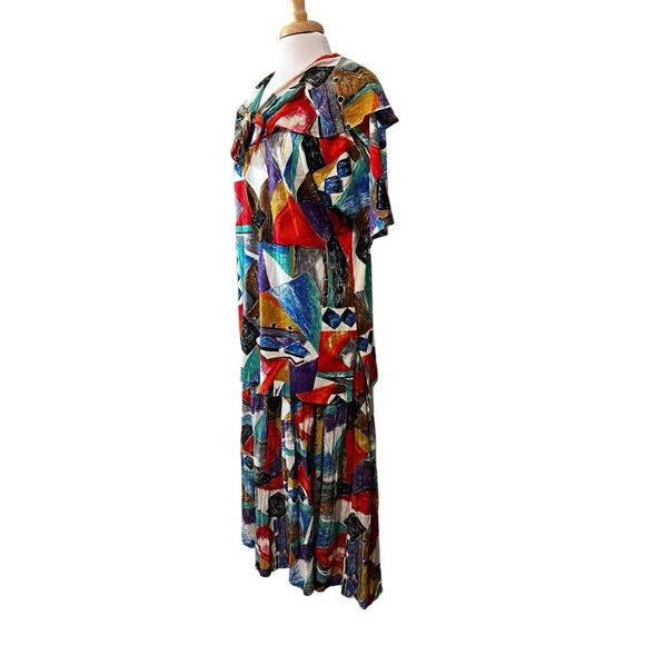 SABINO Vintage Artsy Boho Beachy Sailor Collar Top & Maxi Skirt Set 16 XL - Picture 3 of 10